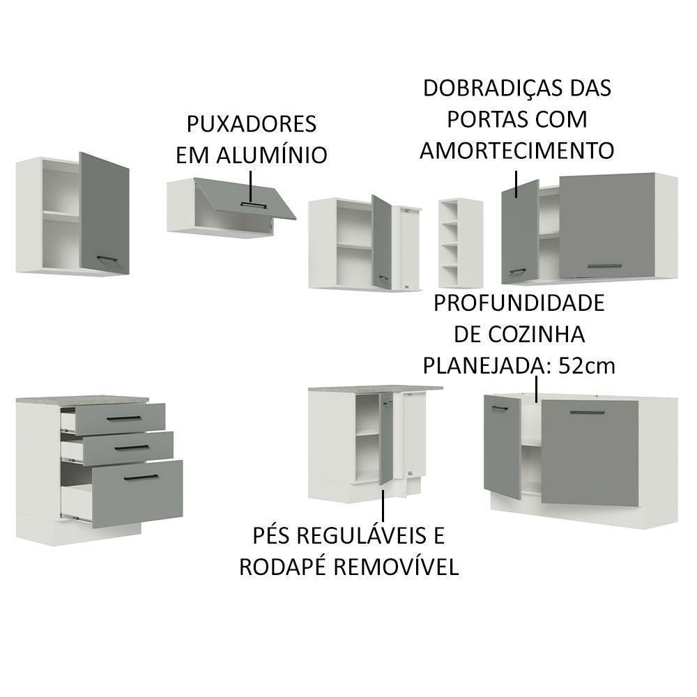 Cozinha Completa 399002 Com Armário E Balcão Branco/Cinza - 8