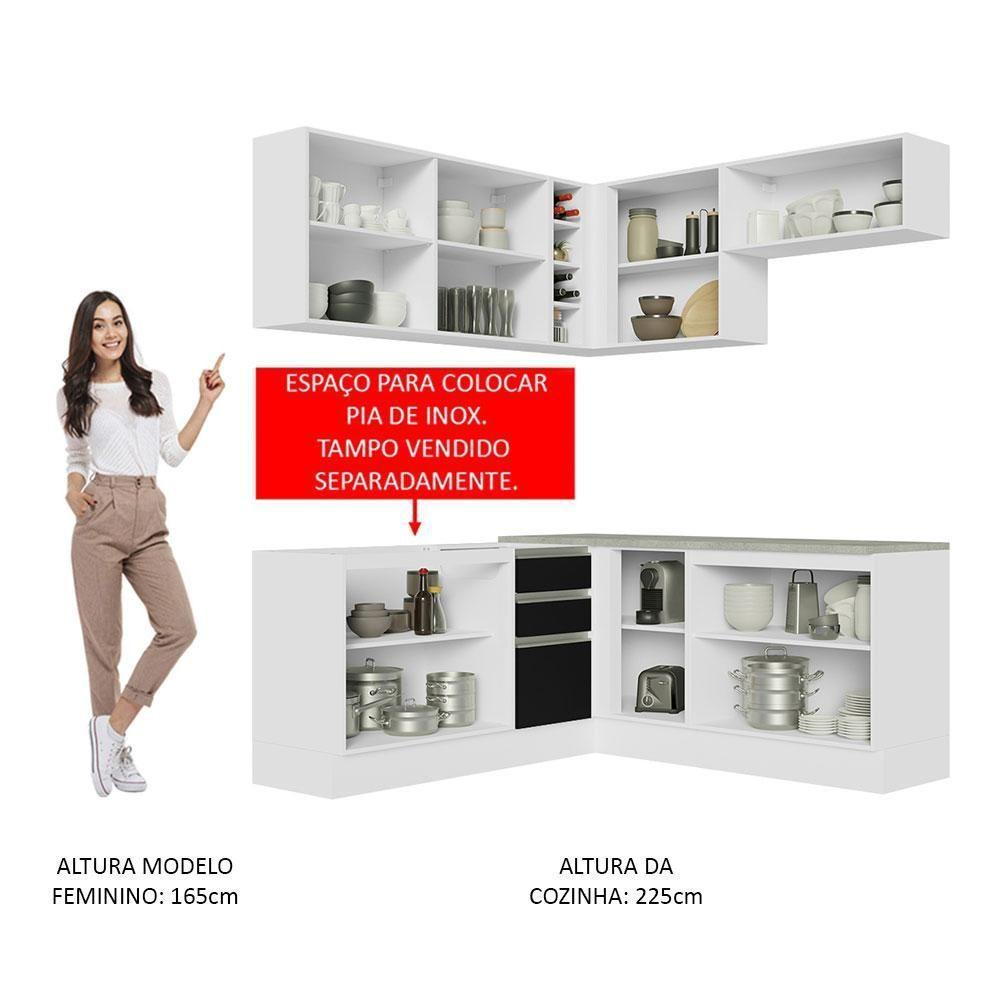 Cozinha Completa 349003 Com Armário E Balcão Branco/Preto - 7
