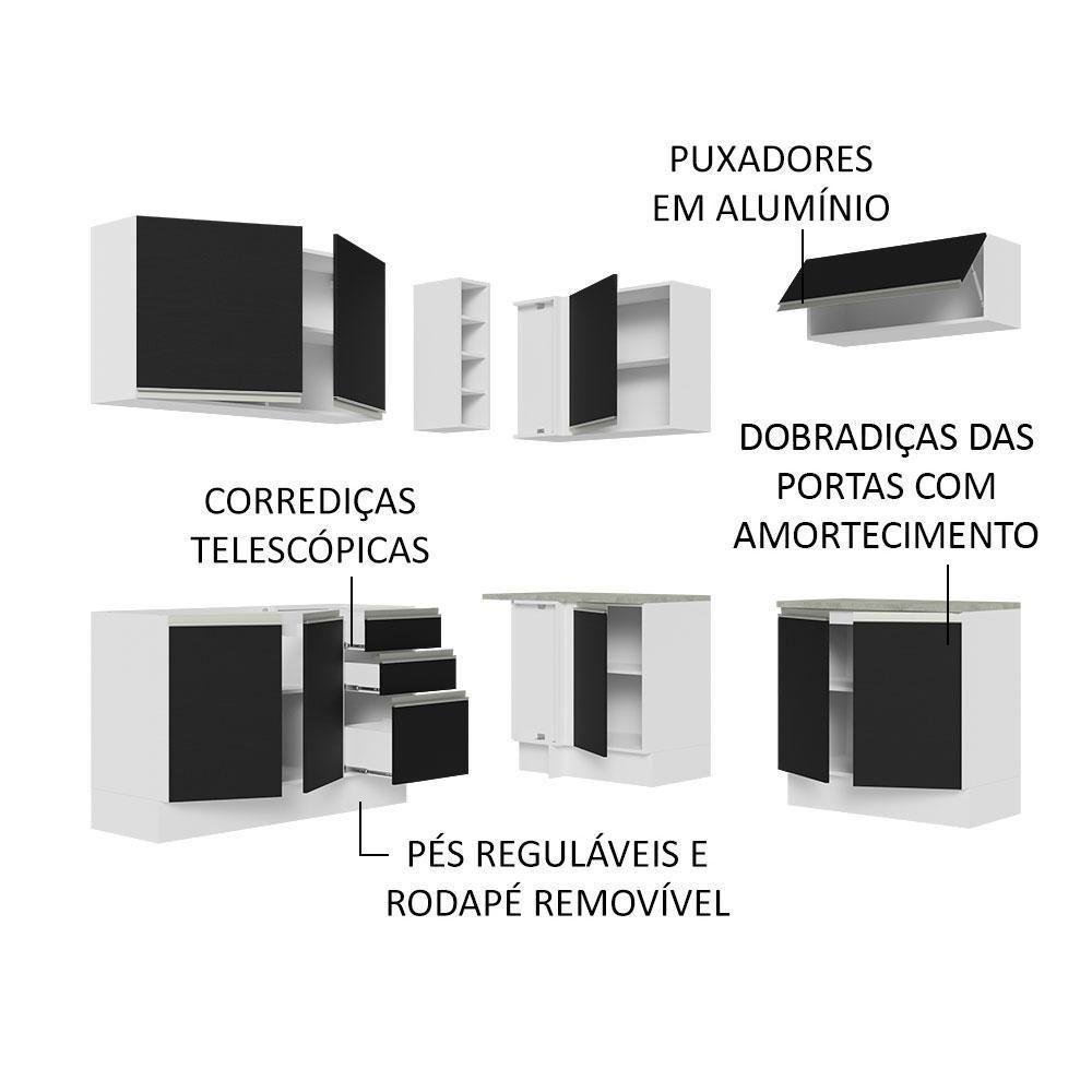 Cozinha Completa 349003 Com Armário E Balcão Branco/Preto - 8