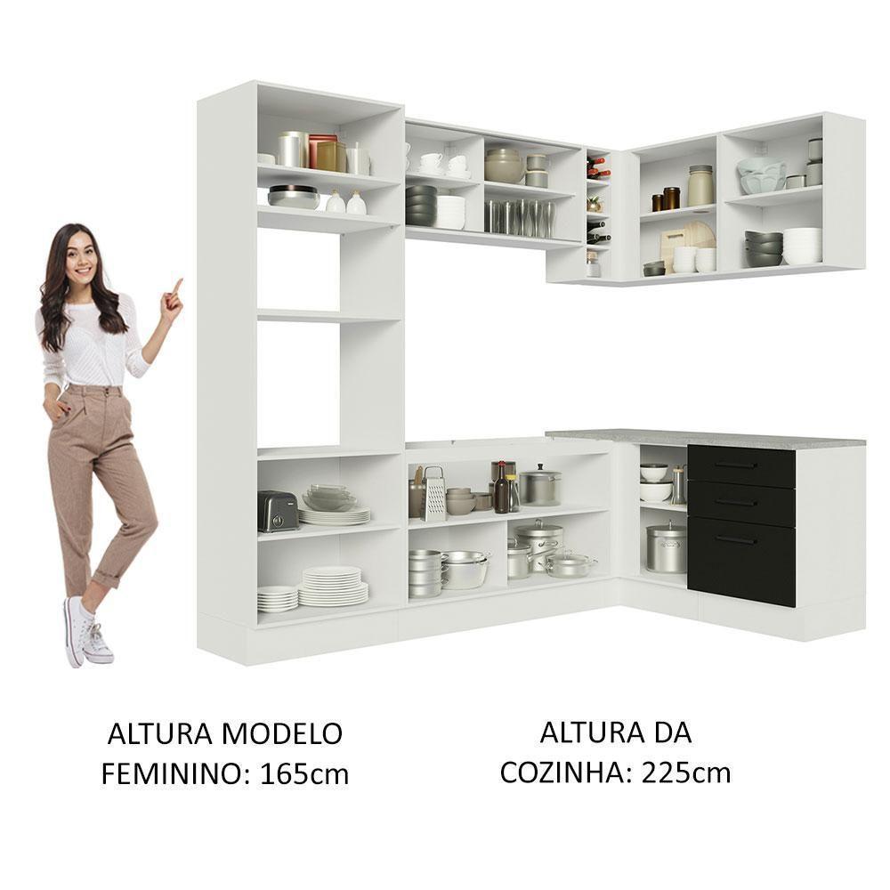 Cozinha Completa 399001 Com Armário E Balcão Branco/Preto - 7