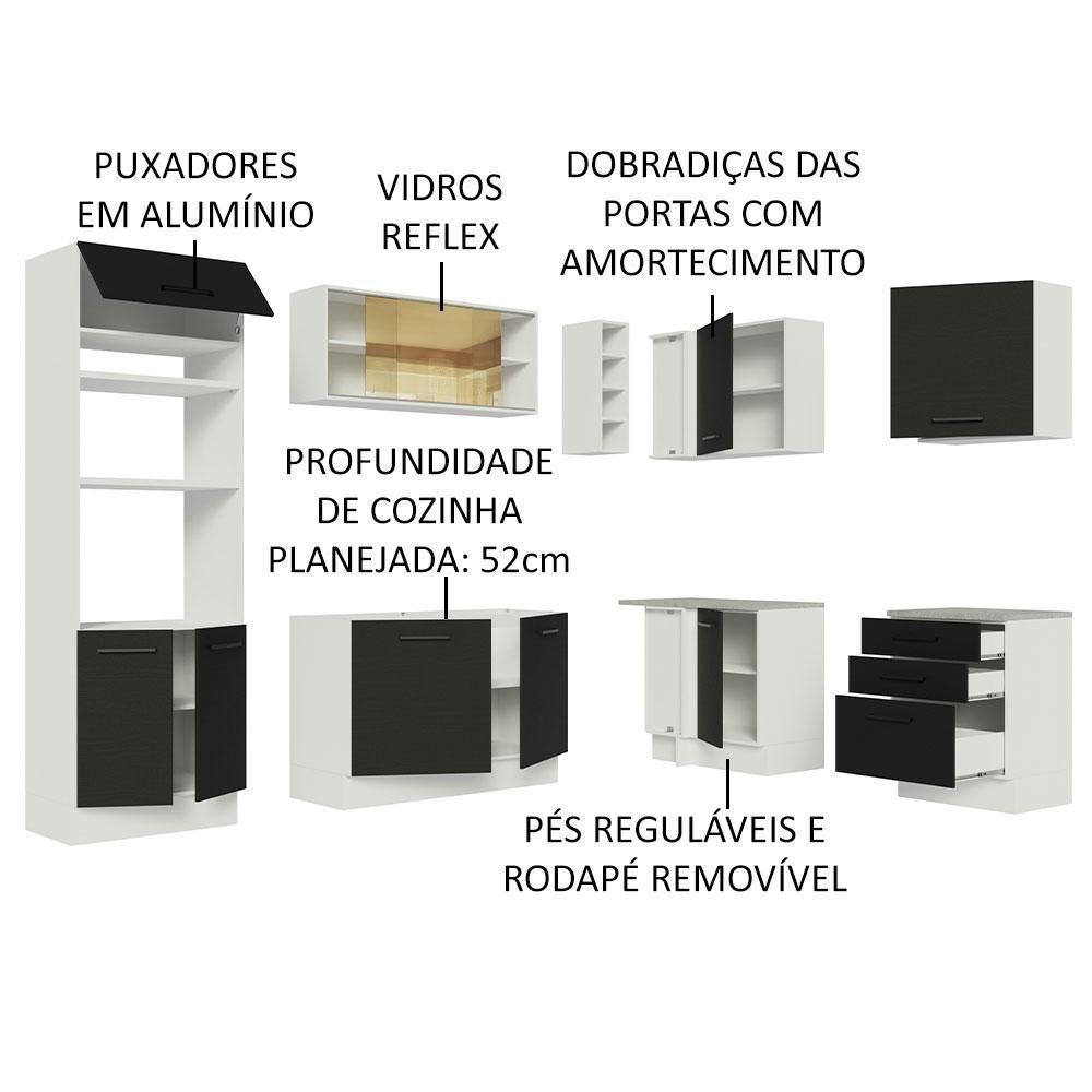 Cozinha Completa 399001 Com Armário E Balcão Branco/Preto - 8