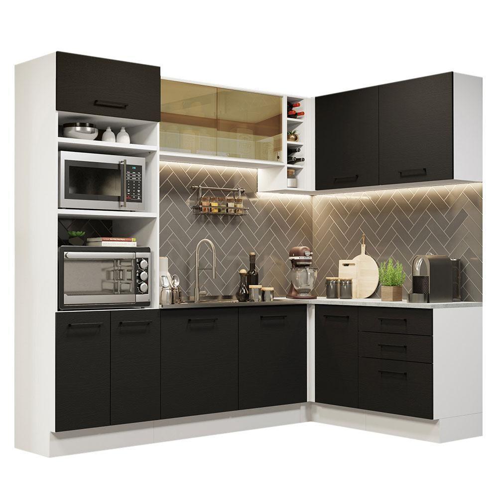 Cozinha Completa 399001 Com Armário E Balcão Branco/Preto - 10