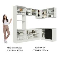 Cozinha Completa 399001 Com Armário E Balcão Branco/Preto - 13