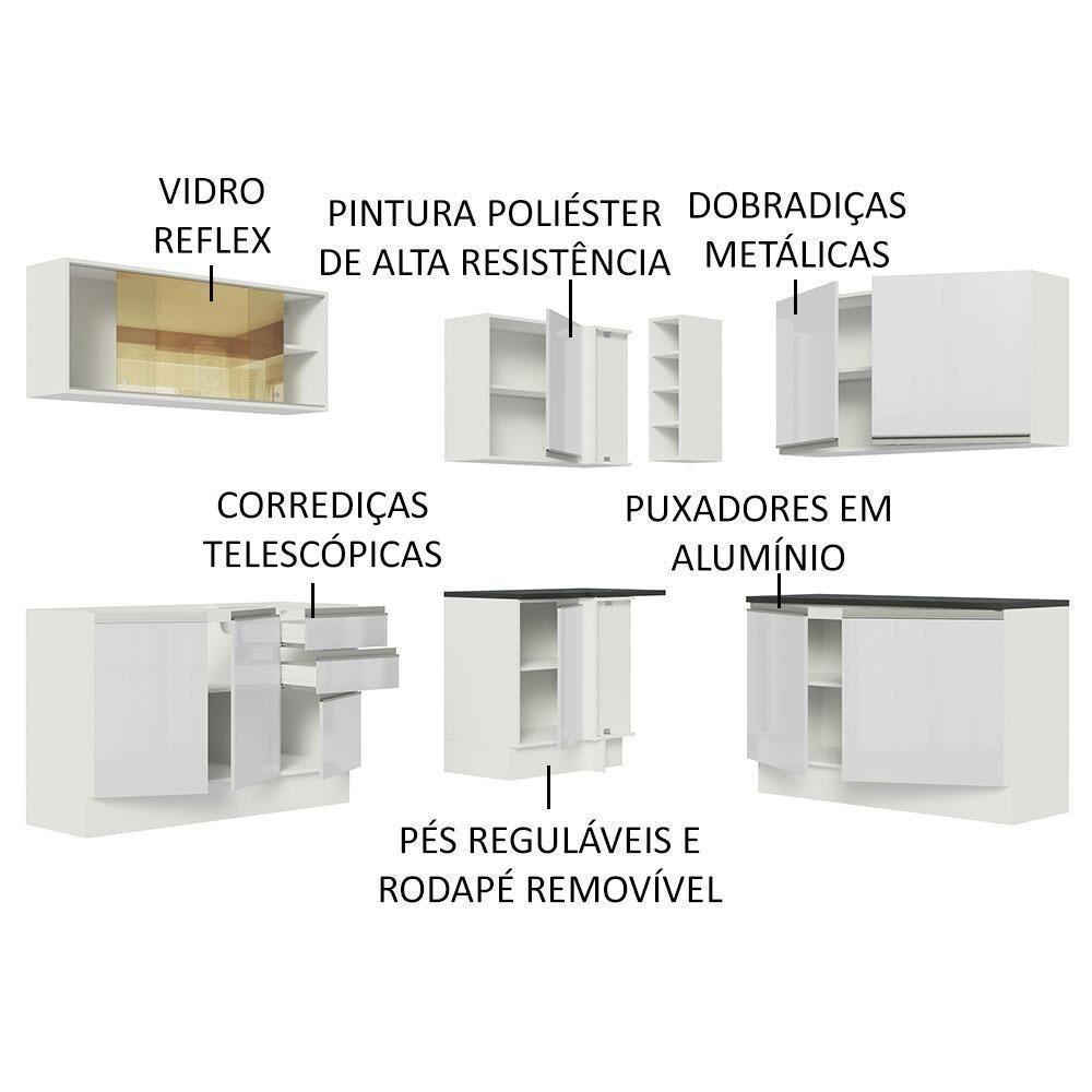 Cozinha Completa 389002 Armário E Balcão Branco Brilho - 8