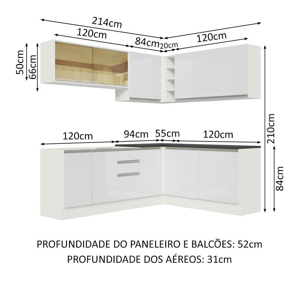 Cozinha Completa 389002 Armário E Balcão Branco Brilho - 9