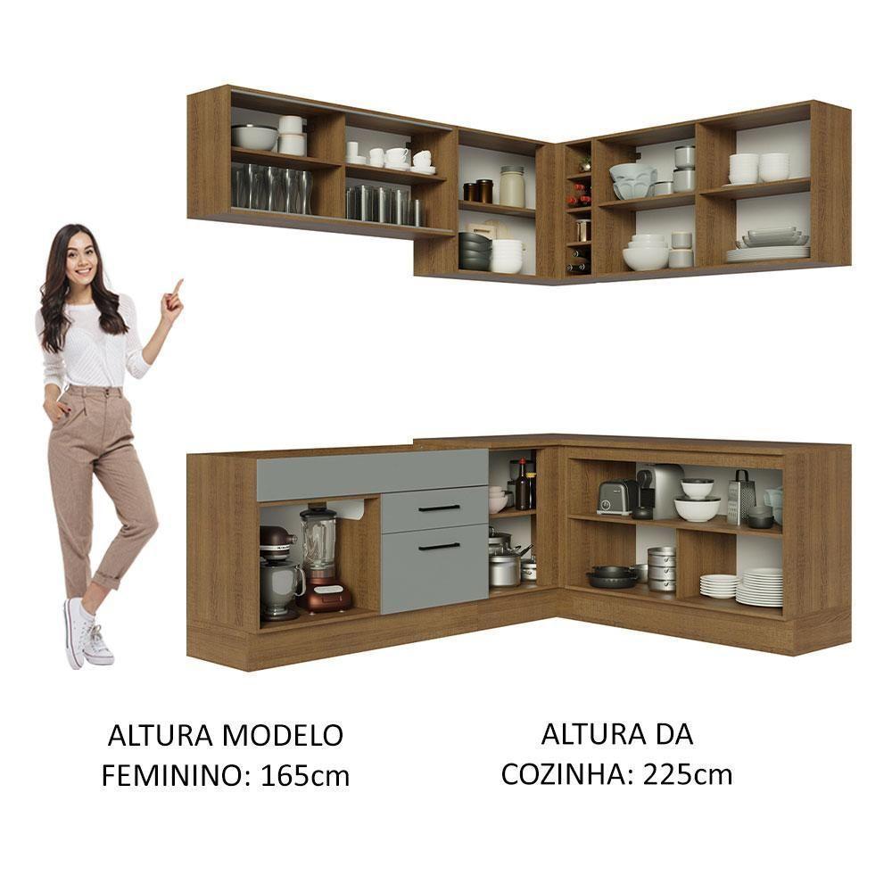 Cozinha Completa 389001 Com Armário E Balcão Rustic/Cinza - 3