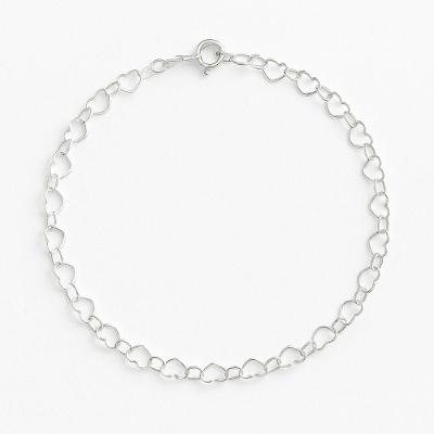 Pulseira Feminina Prata 925 Amaré Elos De Coração Delicados Joia Romântica Minimalista E Atemporal