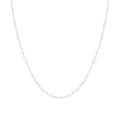 Corrente Feminina Coração Prata 925 Colar Delicado Minimalista Tamanho 40cm