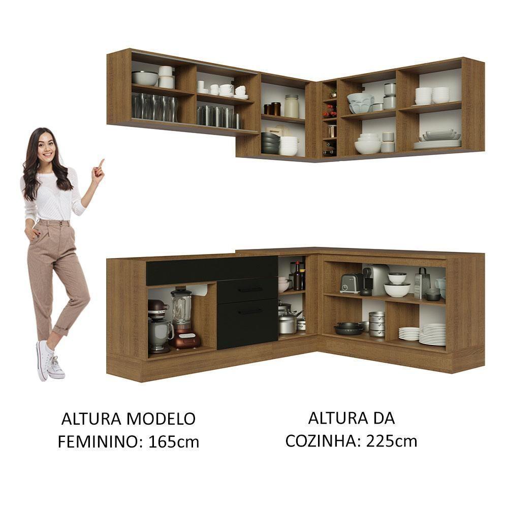 Cozinha Completa 389001 Com Armário E Balcão Rustic/Preto - 7