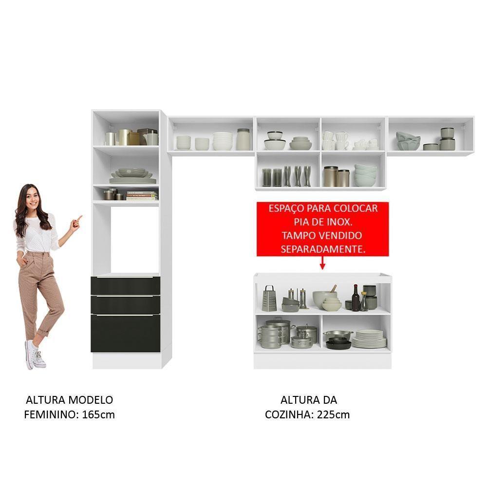 Cozinha Completa 340001 Com Armário E Balcão Branco/Preto - 7