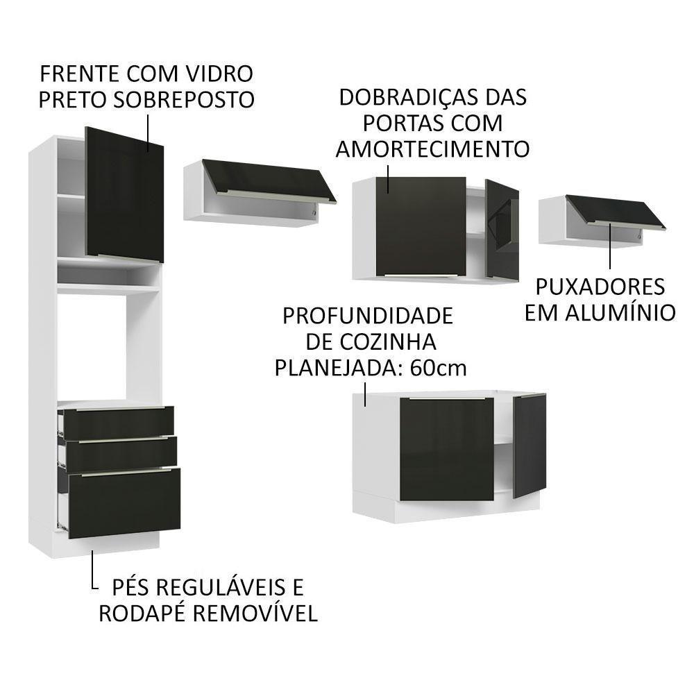 Cozinha Completa 340001 Com Armário E Balcão Branco/Preto - 8