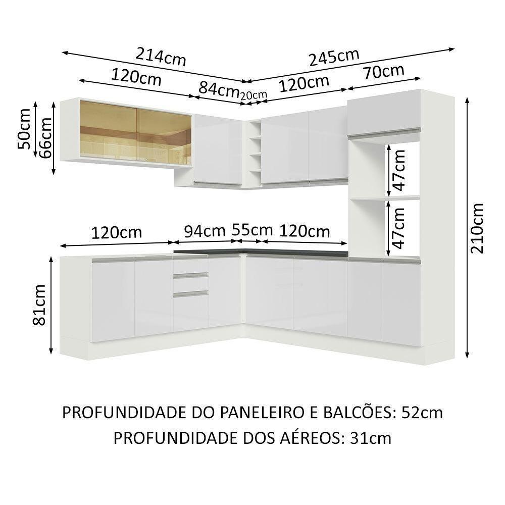 Cozinha Completa 459001 Armário E Balcão Branco Brilho - 9