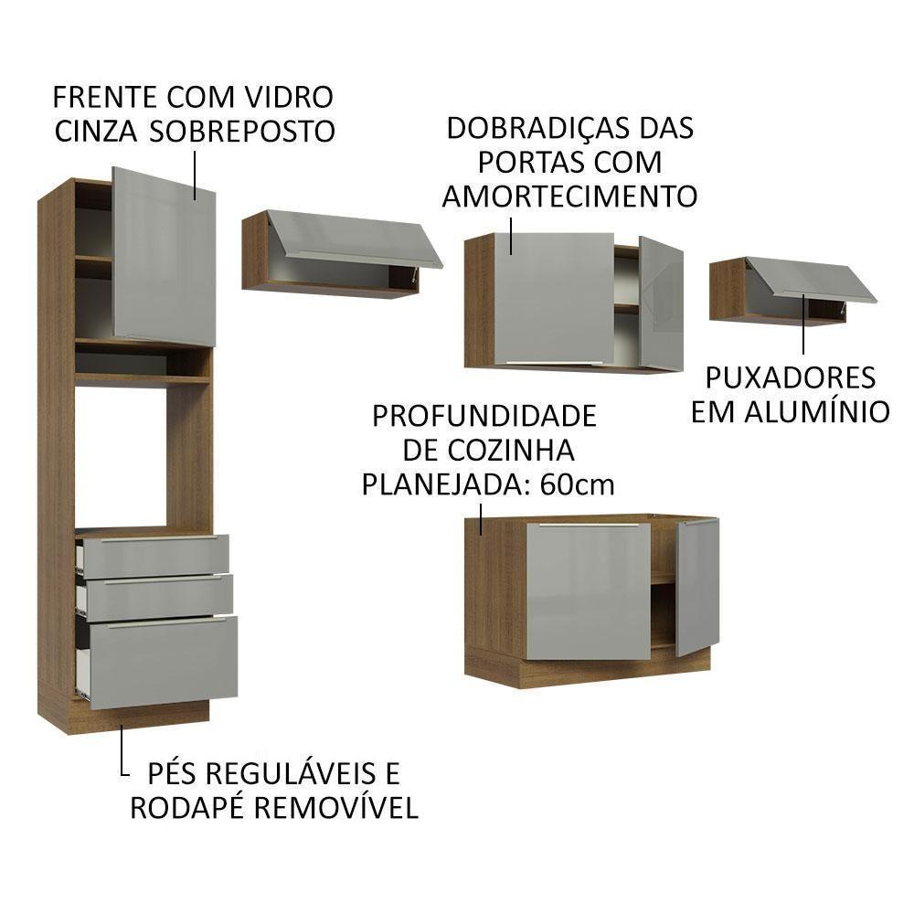 Cozinha Completa 340001 Com Armário E Balcão Rustic/Cinza - 8