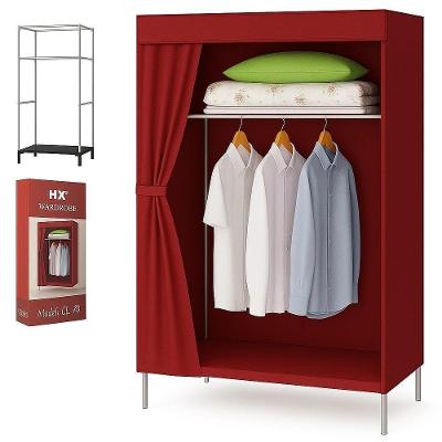 Guarda Roupa Arara Cabideiro Portatil Armario Compacto Organizador Quarto Closet Camping Multiuso Vermelho Cabideiro