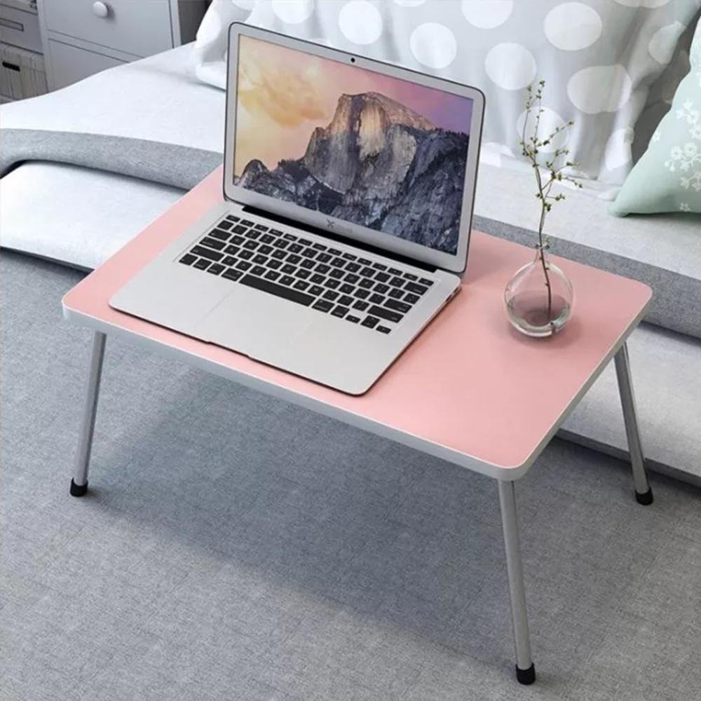 Mesa Notebook Rosa Suporte Dobravel Multiuso Bandeja Apoio Home Office Cama Sofa Estudos Articulada Portatil Base Em Mad - 3