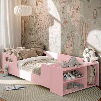 Cama Infantil Aconchego Com Grades E Sapateira Rosa