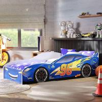 Cama Infantil Carro Com Grade Proteção E Colchão Azul - 2