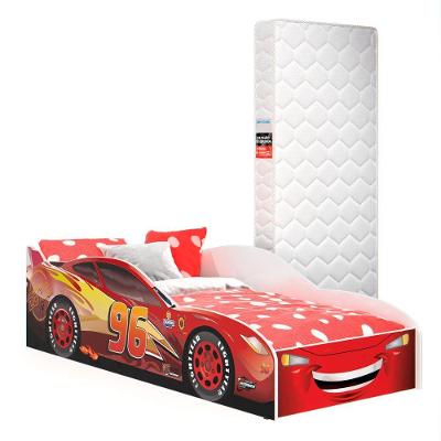 Cama Infantil Carro Com Grade Proteção E Colchão Vermelho