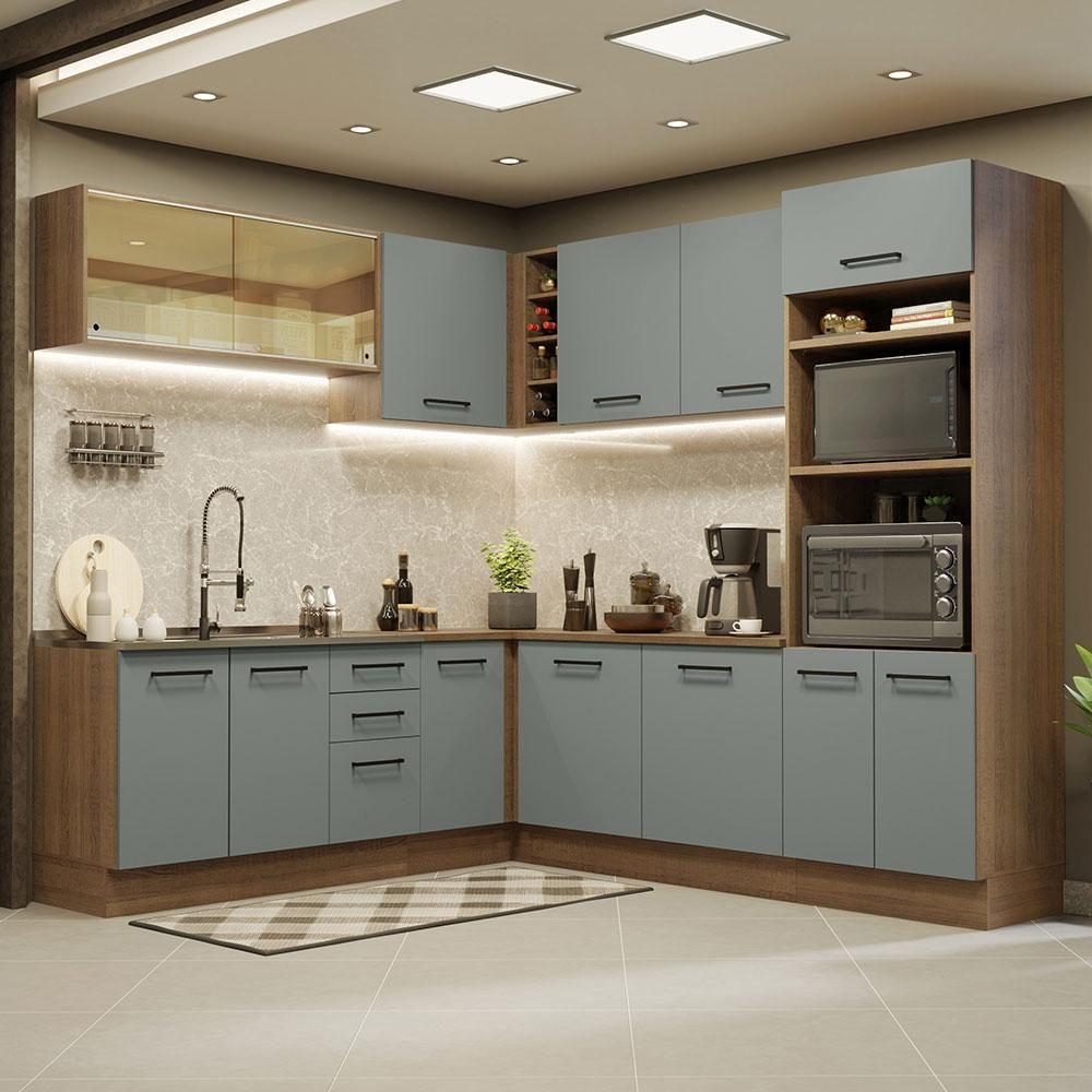 Cozinha Completa 459001 Com Armário E Balcão Rustic/Cinza - 1