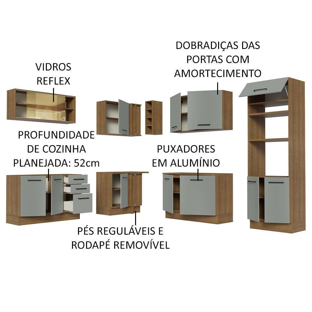 Cozinha Completa 459001 Com Armário E Balcão Rustic/Cinza - 8