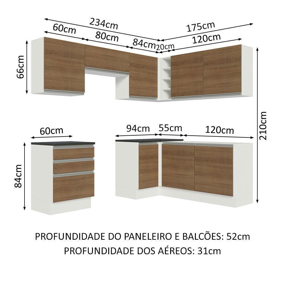 Cozinha Completa 409001 Com Armário E Balcão Branco/Rustic - 9