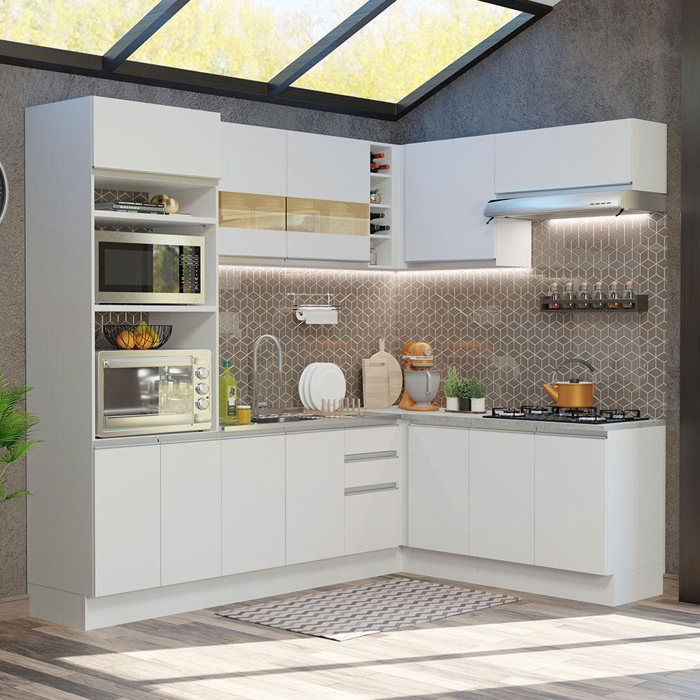 Cozinha Completa 419001 Com Armário E Balcão Branco Branco - 1