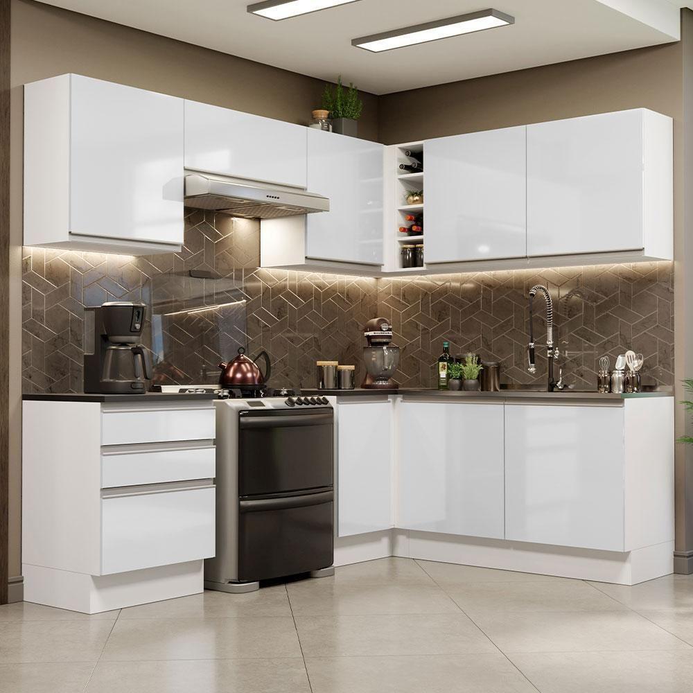 Cozinha Completa 409001 Armário E Balcão Branco Brilho - 1