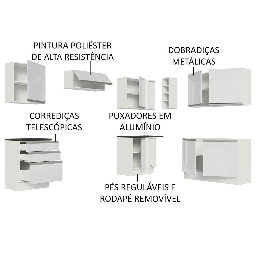 Cozinha Completa 409001 Armário E Balcão Branco Brilho - 8