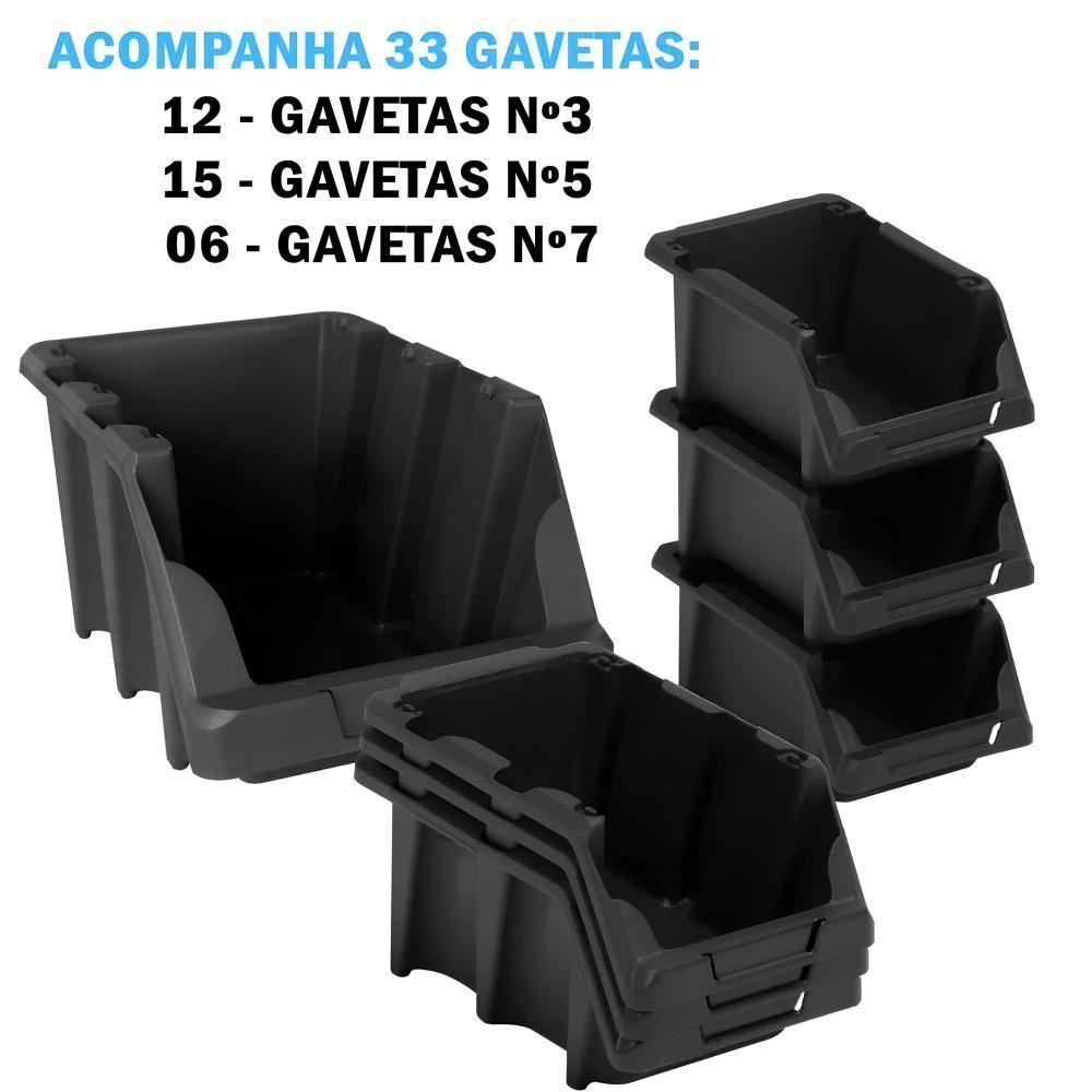 Armário Organizador ábile Presto Aço Gaveteiro Misto Preto 1,85m 33 Gavetas Antiferrugem Oficina - 3