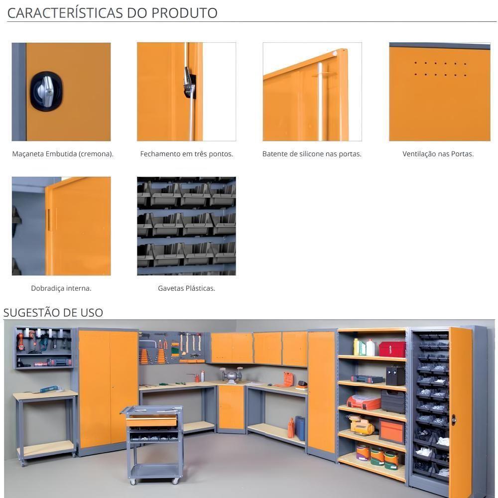 Armário Organizador ábile Presto Aço Gaveteiro Misto Preto 1,85m 33 Gavetas Antiferrugem Oficina - 5