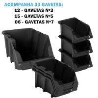 Armário Organizador ábile Presto Aço Gaveteiro Misto Preto 1,85m 33 Gavetas Antiferrugem Oficina - 3