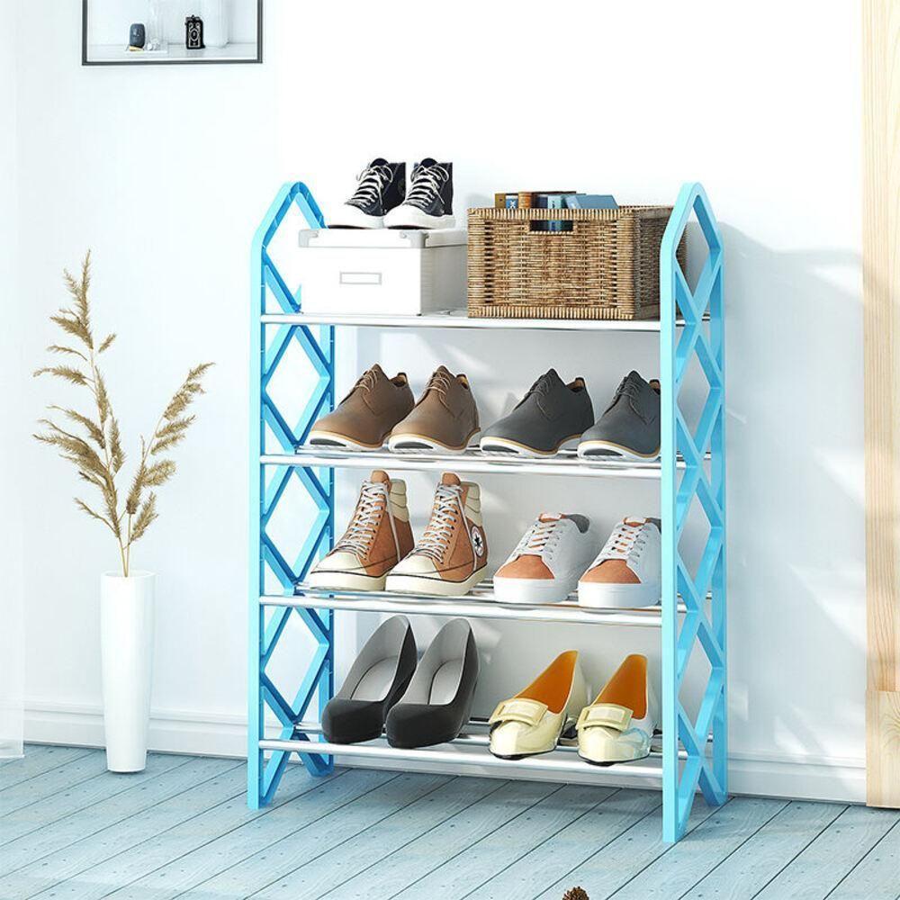 Sapateira Grande Organizador Desmontavel 8 Pares Sala Quarto Porta Hall 4 Prateleiras Multiuso Estante Sapato - 5