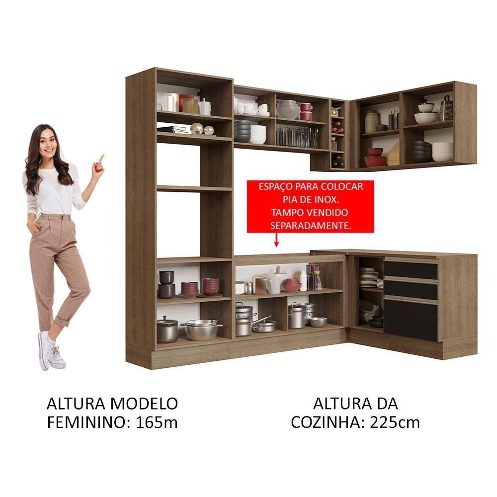 Cozinha Completa 399002 Com Armário E Balcão Rustic/Preto - 7