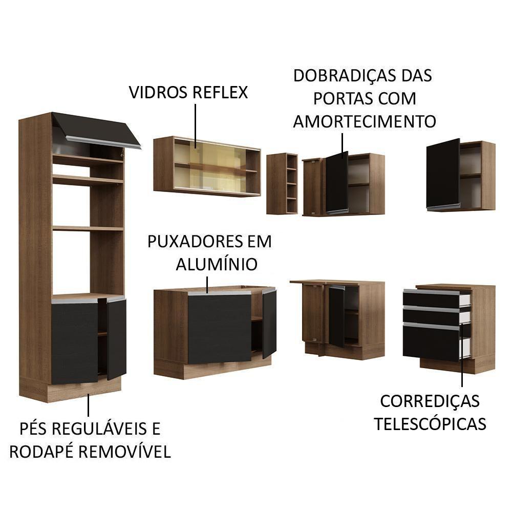 Cozinha Completa 399002 Com Armário E Balcão Rustic/Preto - 8