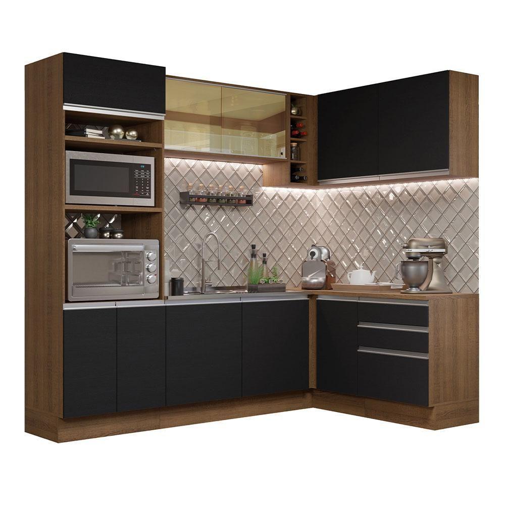 Cozinha Completa 399002 Com Armário E Balcão Rustic/Preto - 10
