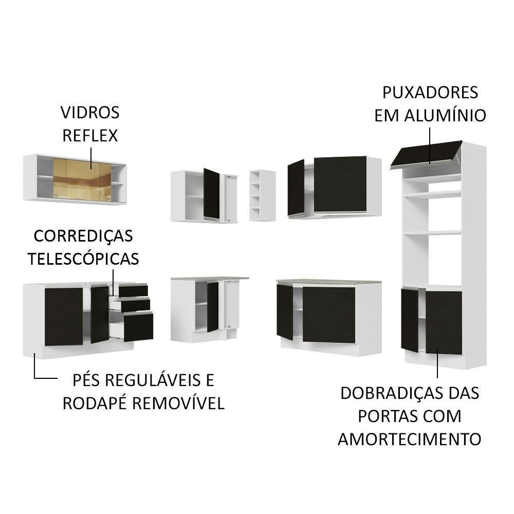 Cozinha Completa 459001 Com Armário E Balcão Branco/Preto - 8