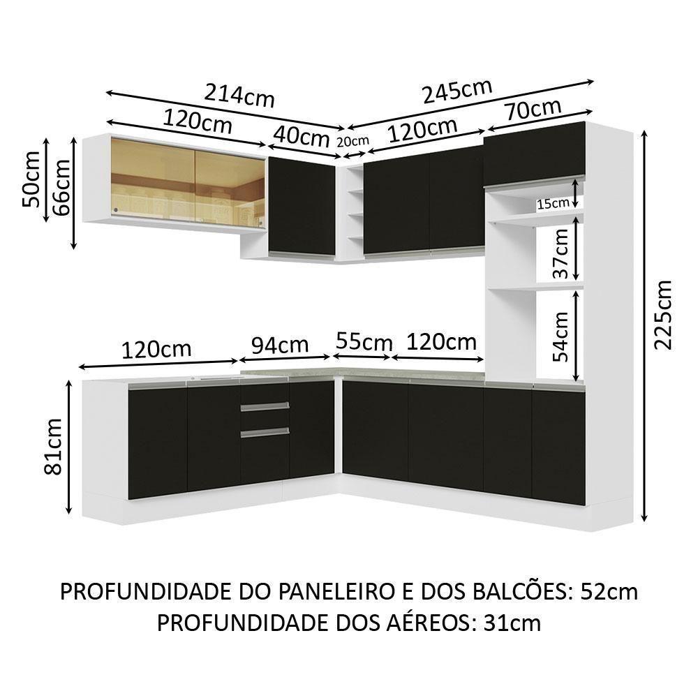 Cozinha Completa 459001 Com Armário E Balcão Branco/Preto - 9