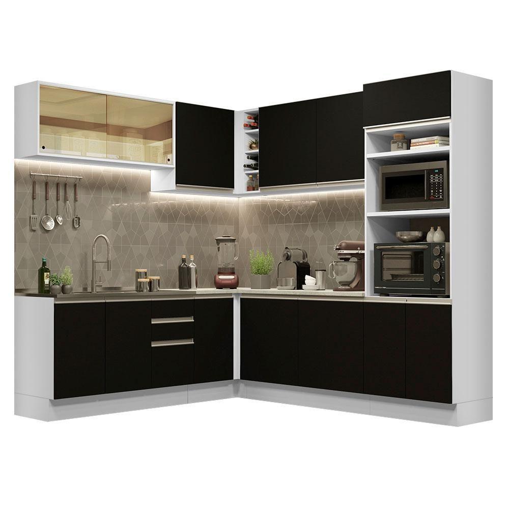 Cozinha Completa 459001 Com Armário E Balcão Branco/Preto - 10