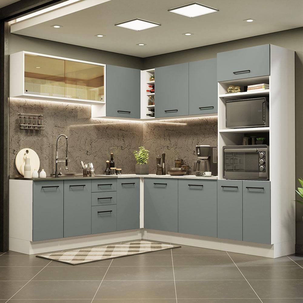 Cozinha Completa 459001 Com Armário E Balcão Branco/Cinza - 1