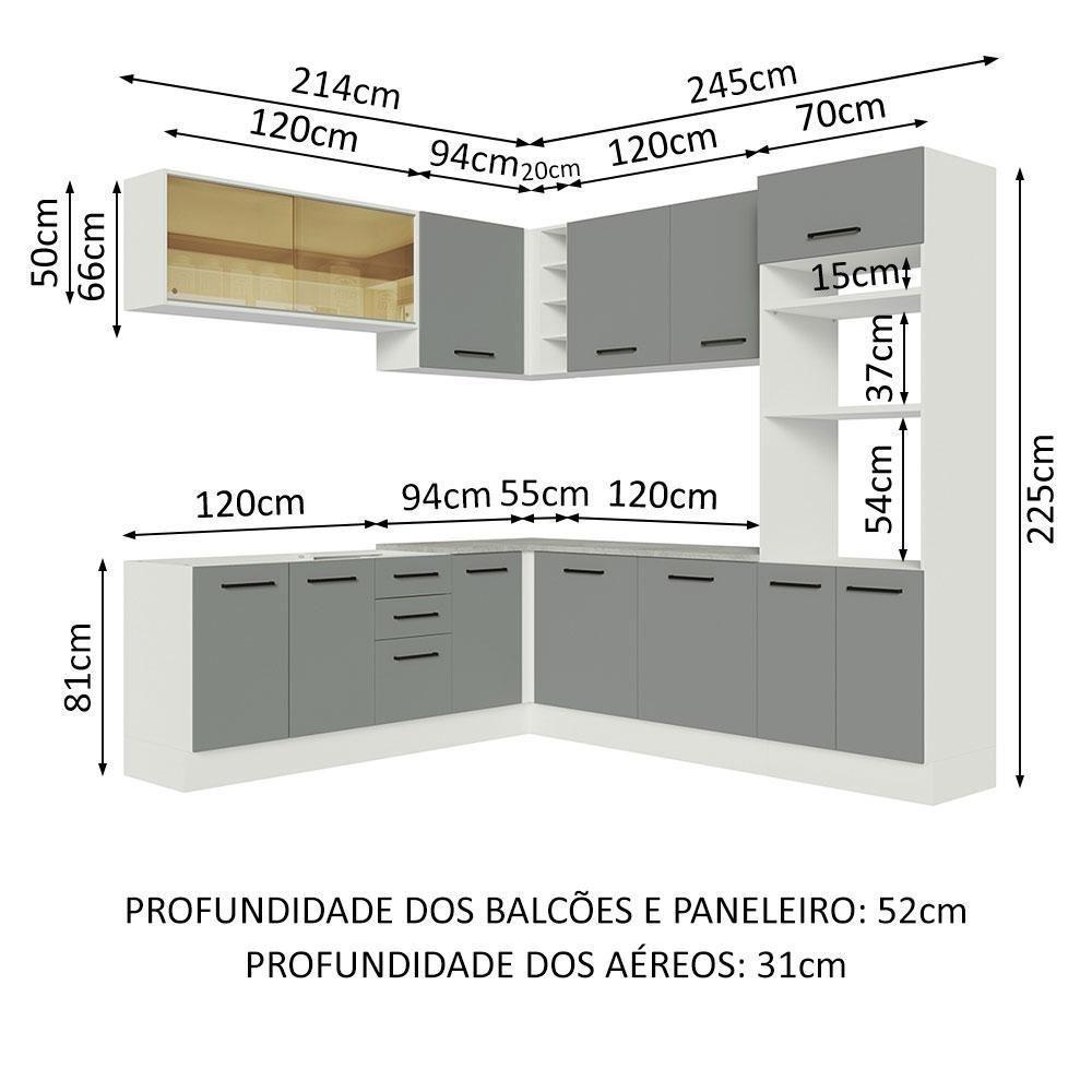 Cozinha Completa 459001 Com Armário E Balcão Branco/Cinza - 9