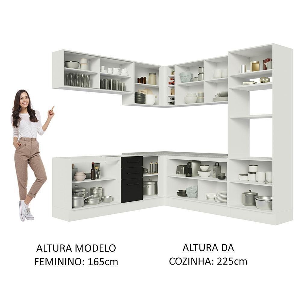 Cozinha Completa 459001 Com Armário E Balcão Branco/Preto - 7