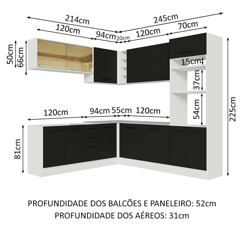 Cozinha Completa 459001 Com Armário E Balcão Branco/Preto - 9
