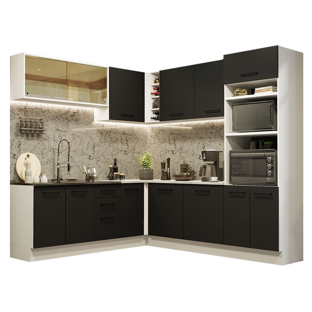 Cozinha Completa 459001 Com Armário E Balcão Branco/Preto - 10