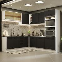 Cozinha Completa 459001 Com Armário E Balcão Branco/Preto - 1