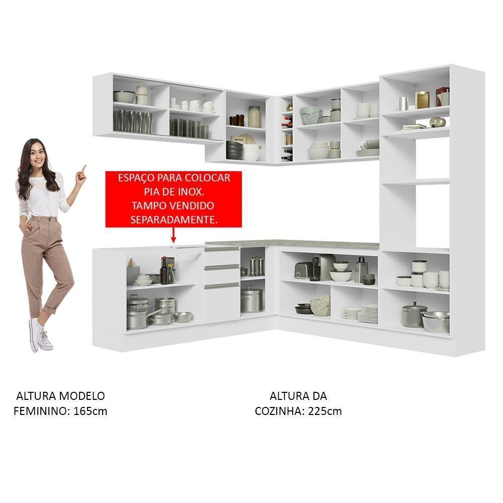 Cozinha Completa 459001 Com Armário E Balcão Branco Branco - 7