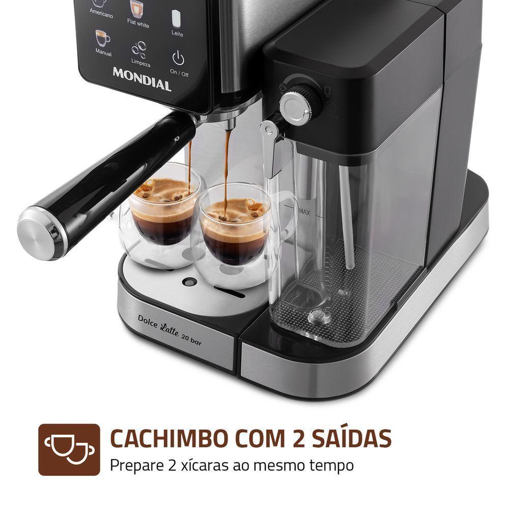 Cafeteira Espresso Mondial Dolce Latte Preto Com Inox C-28-ECL 1350W 220V - 4