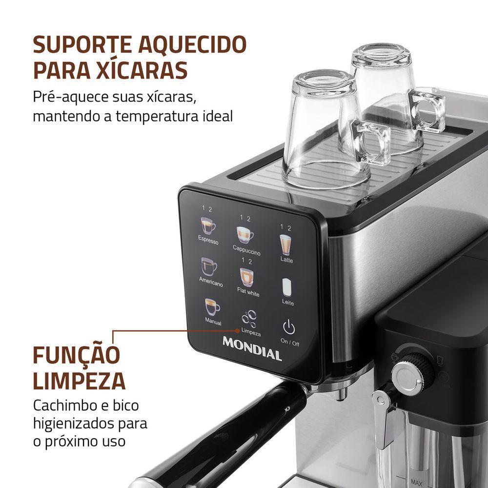 Cafeteira Espresso Mondial Dolce Latte Preto Com Inox C-28-ECL 1350W 220V - 6