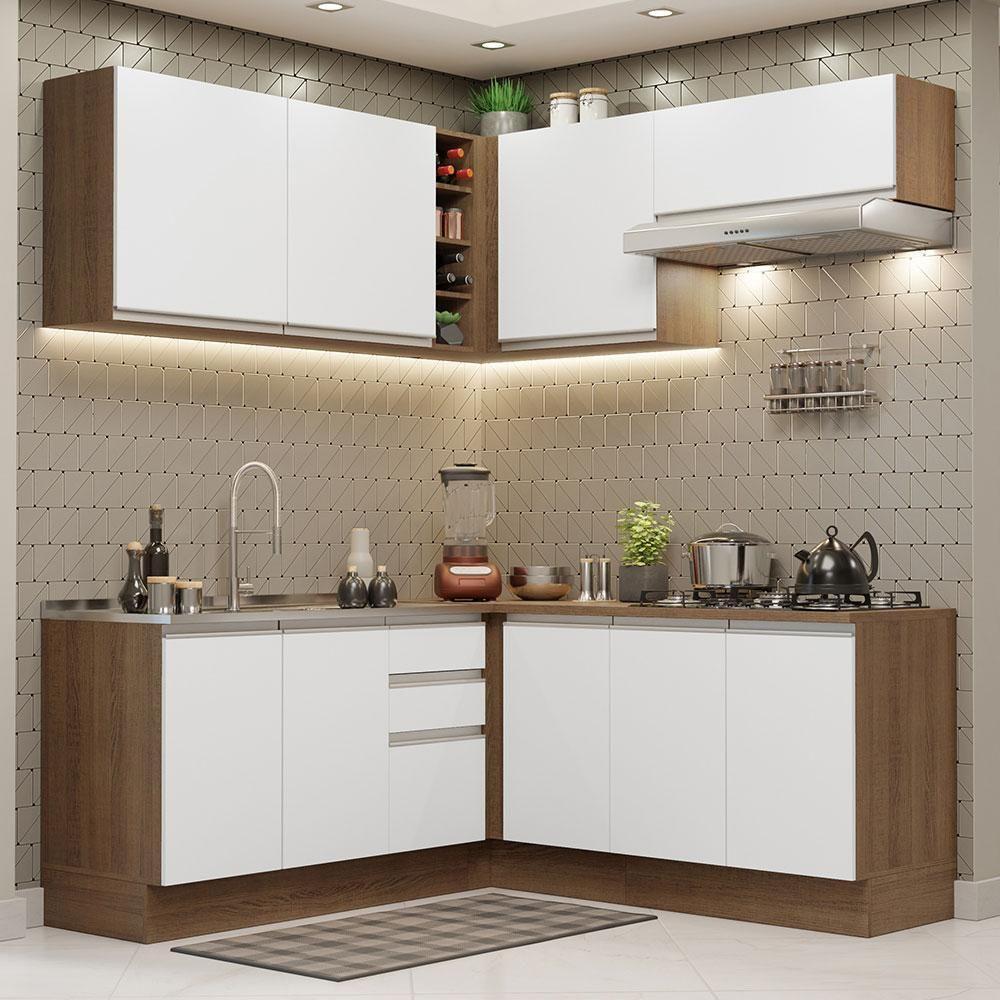 Cozinha Completa 349003 Com Armário E Balcão Rustic/Branco - 1