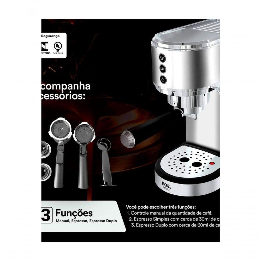 Cafeteira Espresso EOS ECF01EC Italiana 3 Em 1 19 Bar Inox 110V - 3