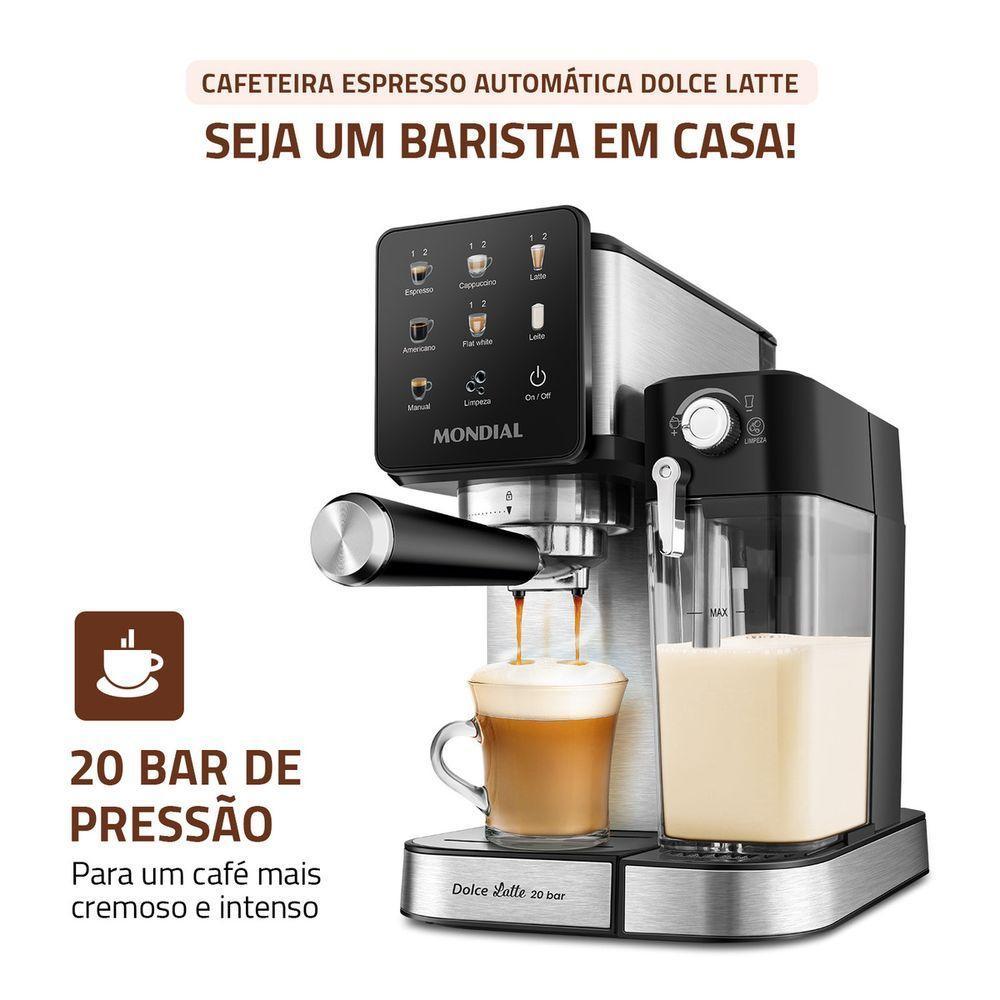 Cafeteira Espresso Mondial Dolce Latte Preto Com Inox C-28-ECL 1250W 110V - 4